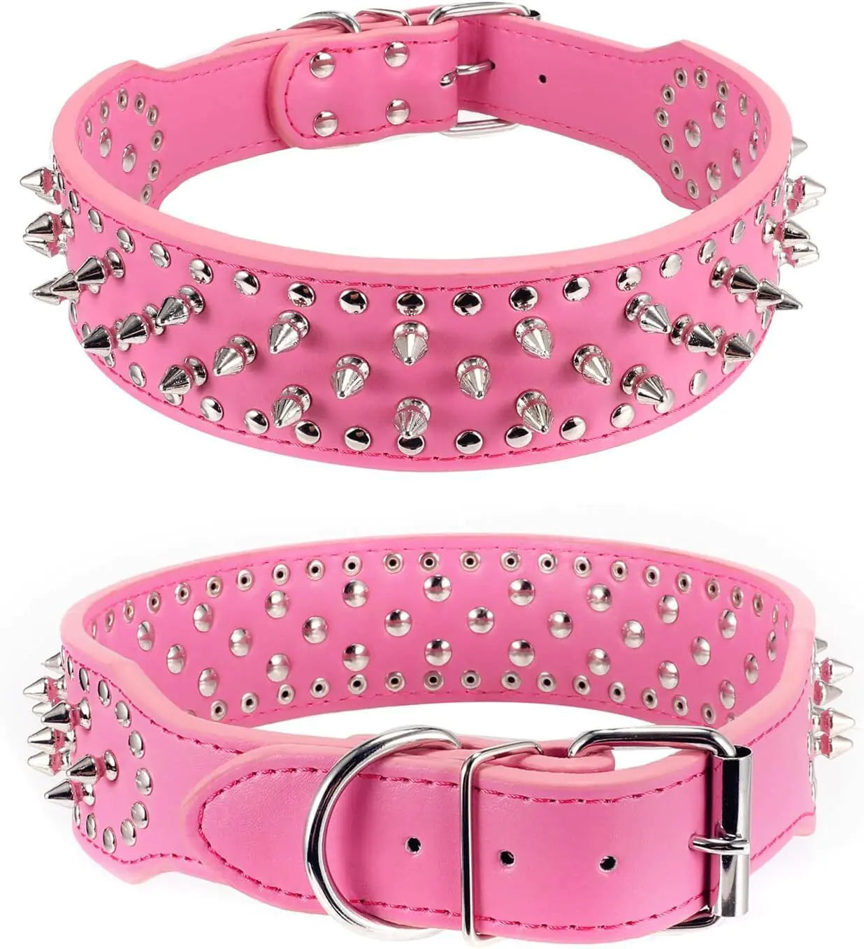 Rugged Leather Spiked Collar for Dogs and Cats