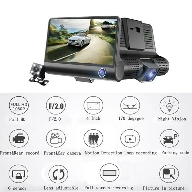 1080P Dual Lens Car Dash Cam with G-Sensor