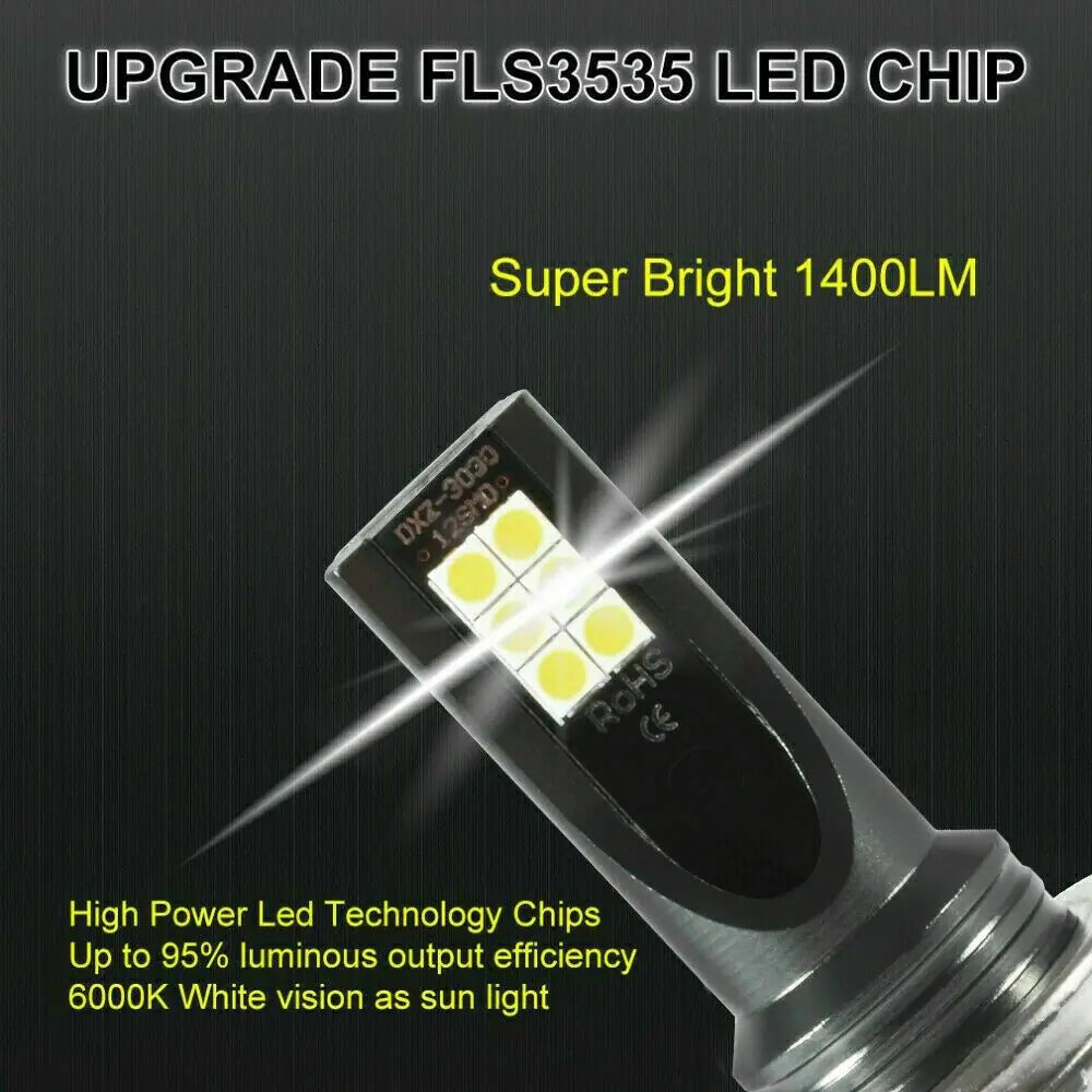 9005 + 9006 LED Headlights Kit Combo Bulbs 8000K High Low Beam Super White Bright