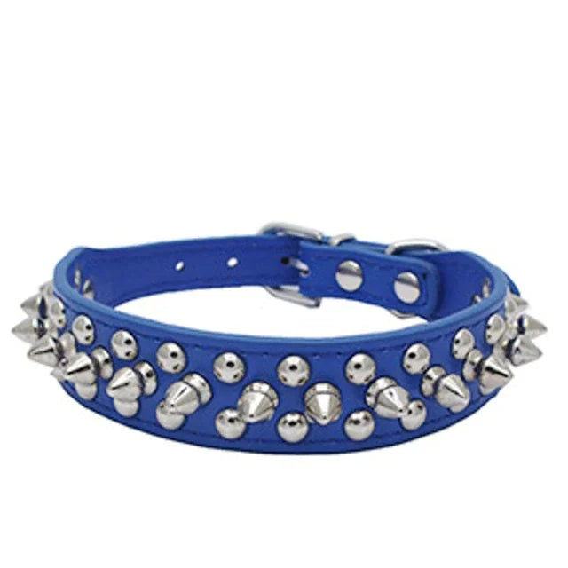 Rugged Leather Spiked Collar for Dogs and Cats