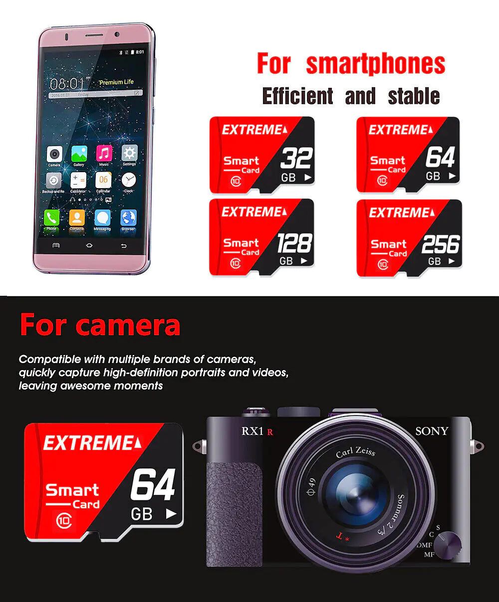 UltraFast Micro SD Card 32-256GB Class 10