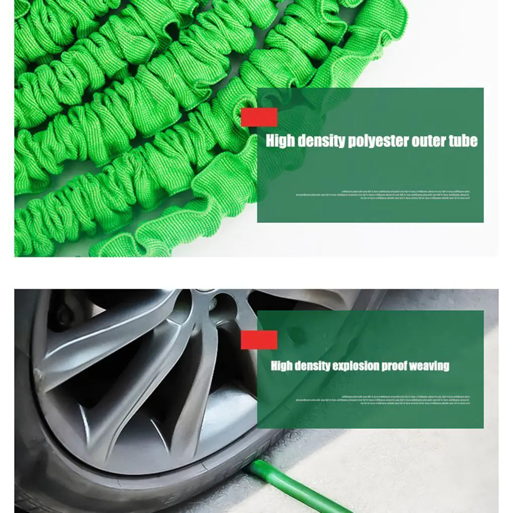 FlexiStretch Garden Hose with Spray Nozzle - 25 to 100FT