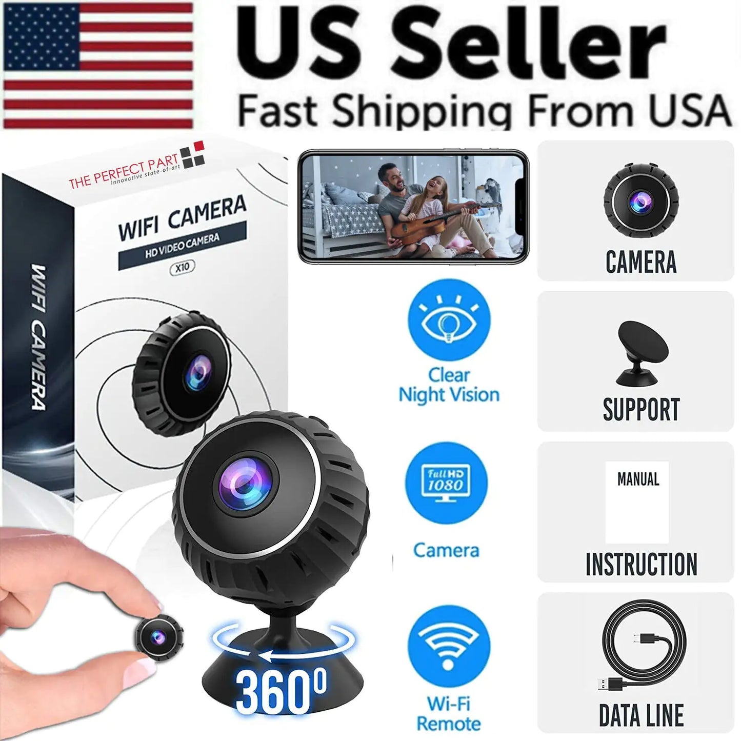 Compact Surveillance Wireless Camera 1080P HD