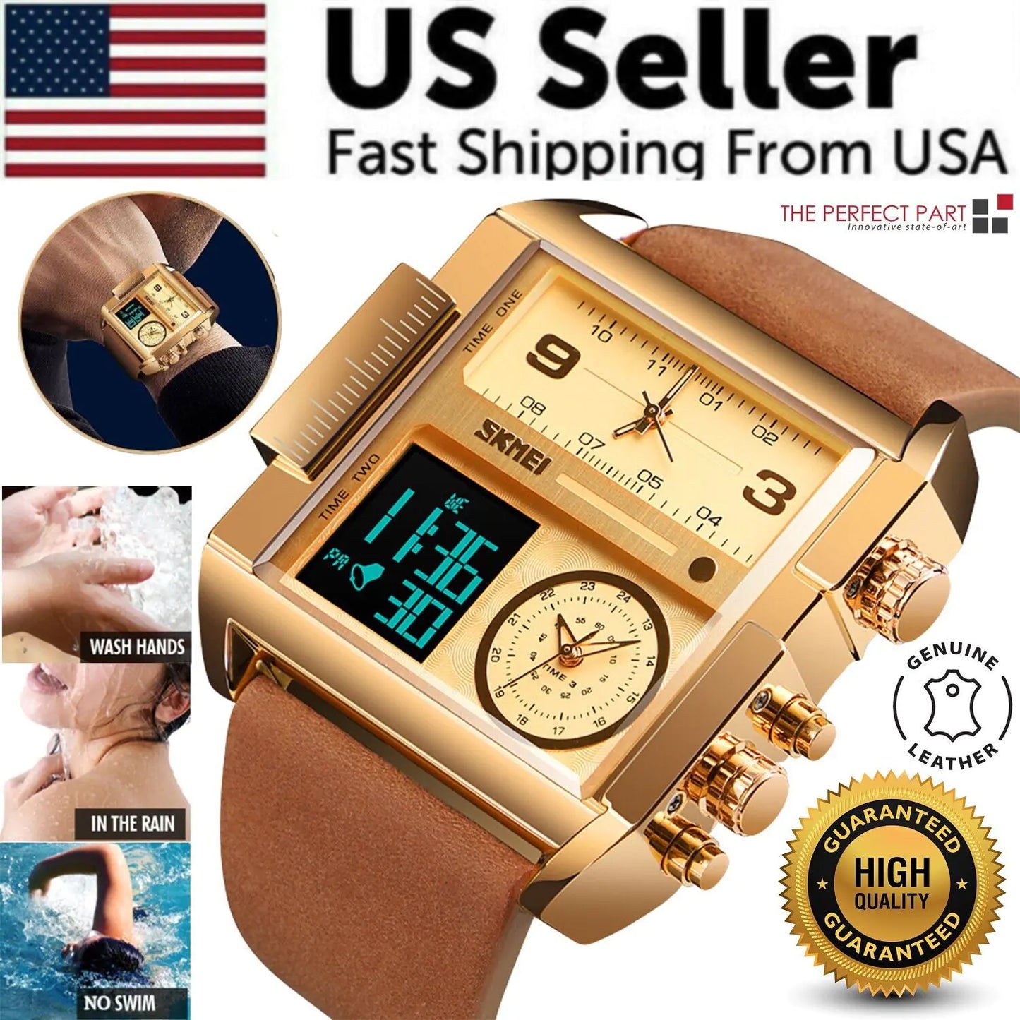 SKMEI Men's Quartz Leather Sports Watch