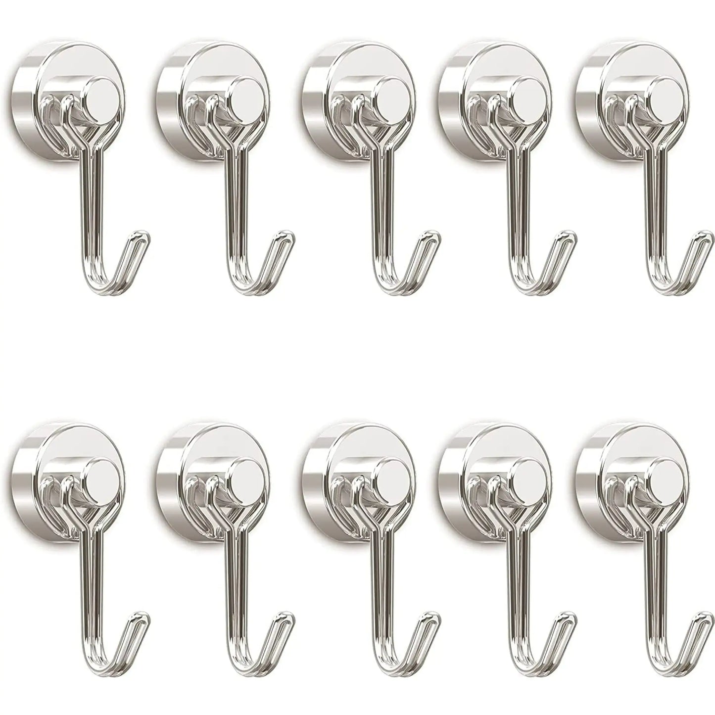 4Pcs 8 Pcs Magnetic Hooks, Heavy Duty 30LBS Neodymium Magnet Hook for Indoor or Outdoor Hanging, Refrigerator, Grill, Kitchen, Laundry, Key Holder - Silver