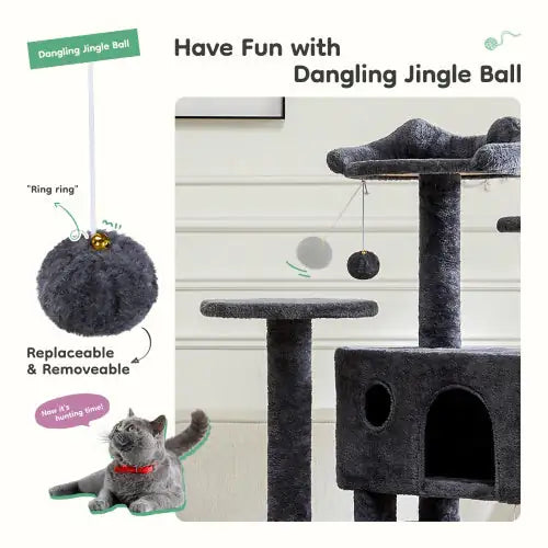 Cozy Cat Climber: Plush Multi-Level 54" Kitty Tower
