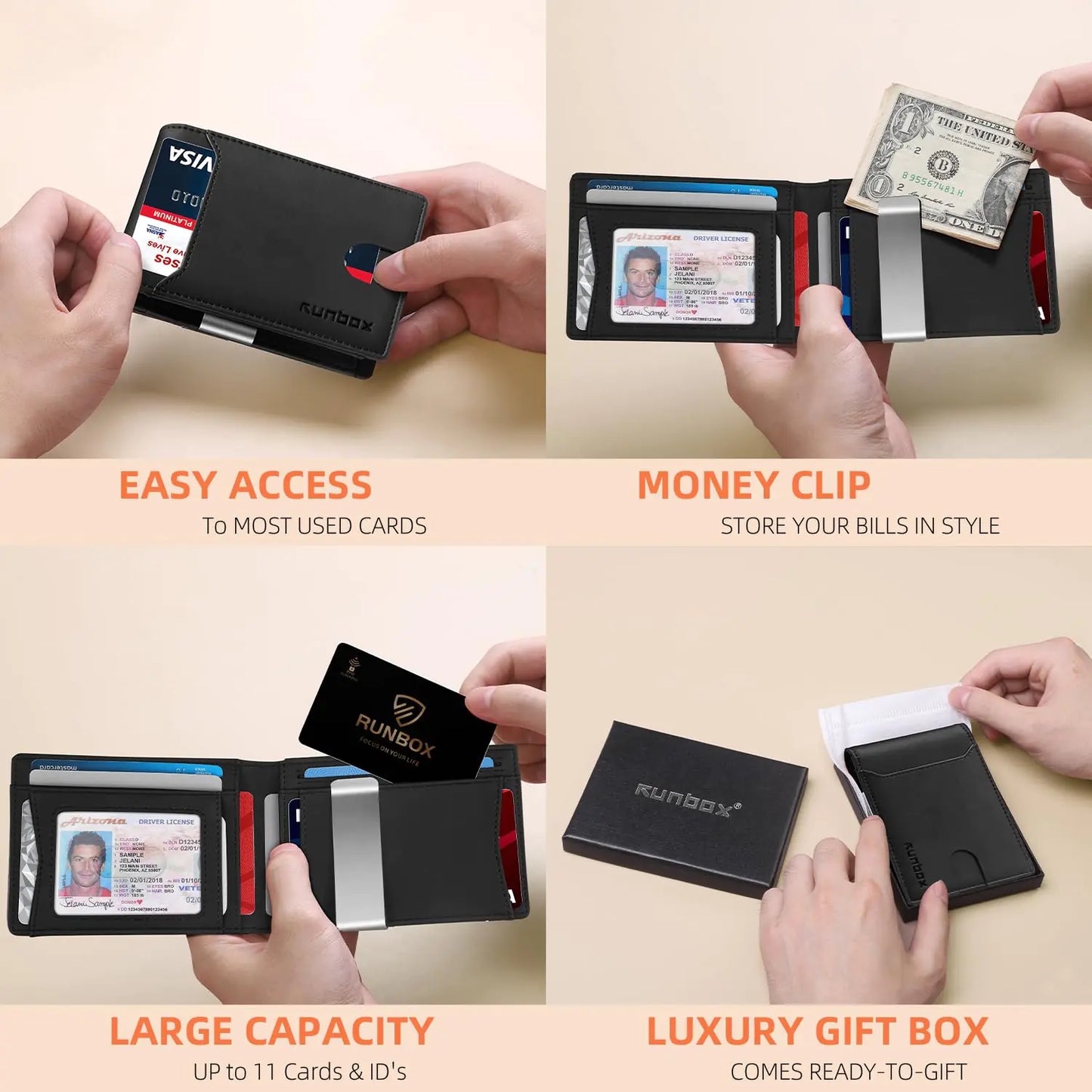 RUNBOX Secure SleekPocket: Bifold RFID Slim Wallet