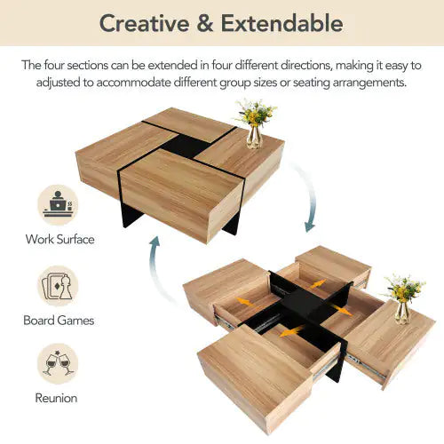 Sleek Slider Coffee Table with Secret Storage