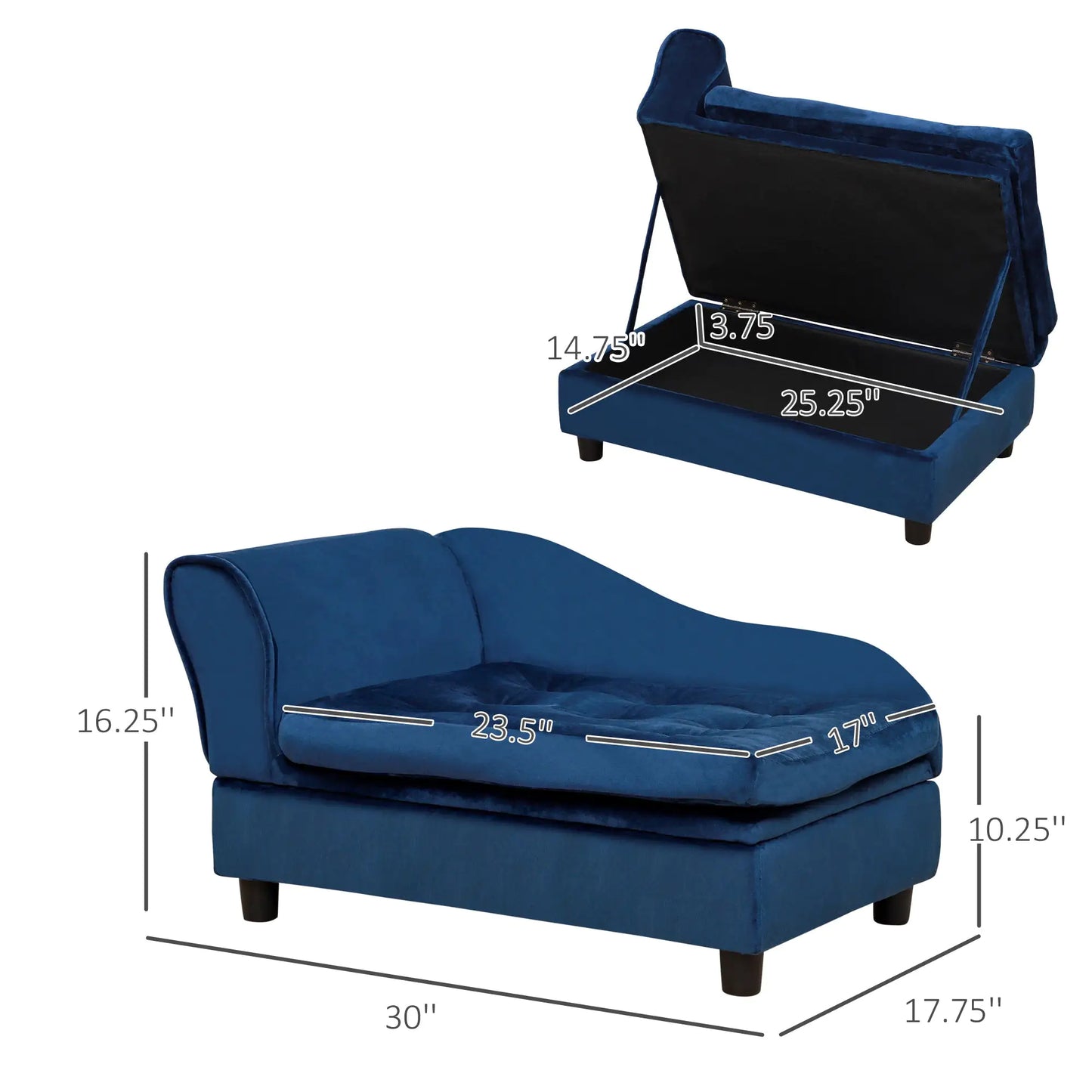 Luxury Small Dog Bed w/ Hidden Storage