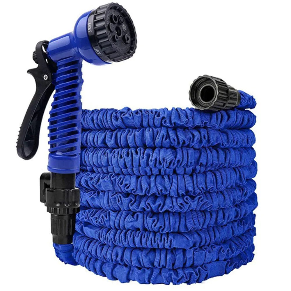 FlexiStretch Garden Hose with Spray Nozzle - 25 to 100FT