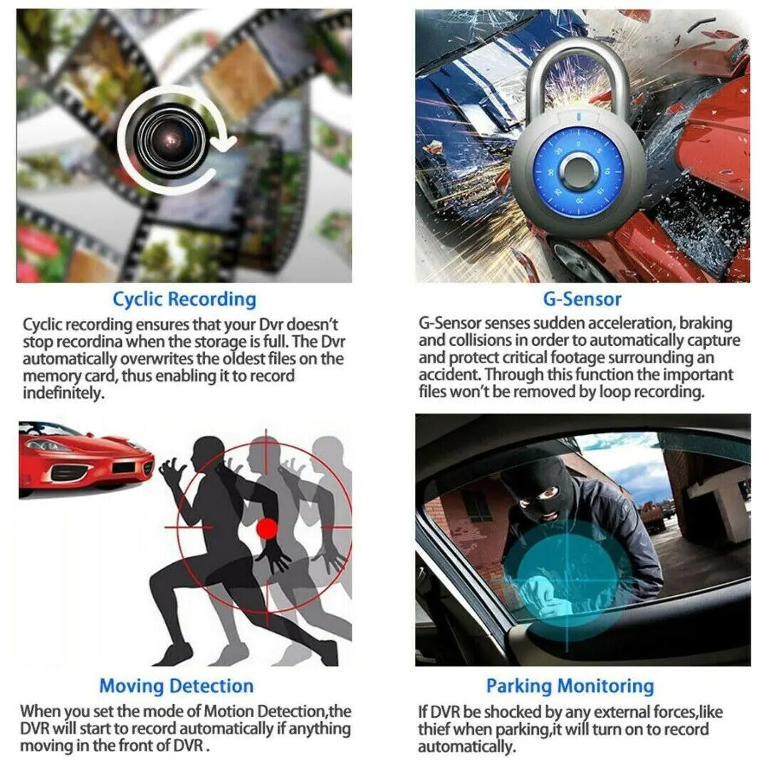 1080P Dual Lens Car Dash Cam with G-Sensor
