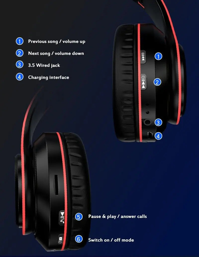 BassBoost Wireless Foldable Headphones