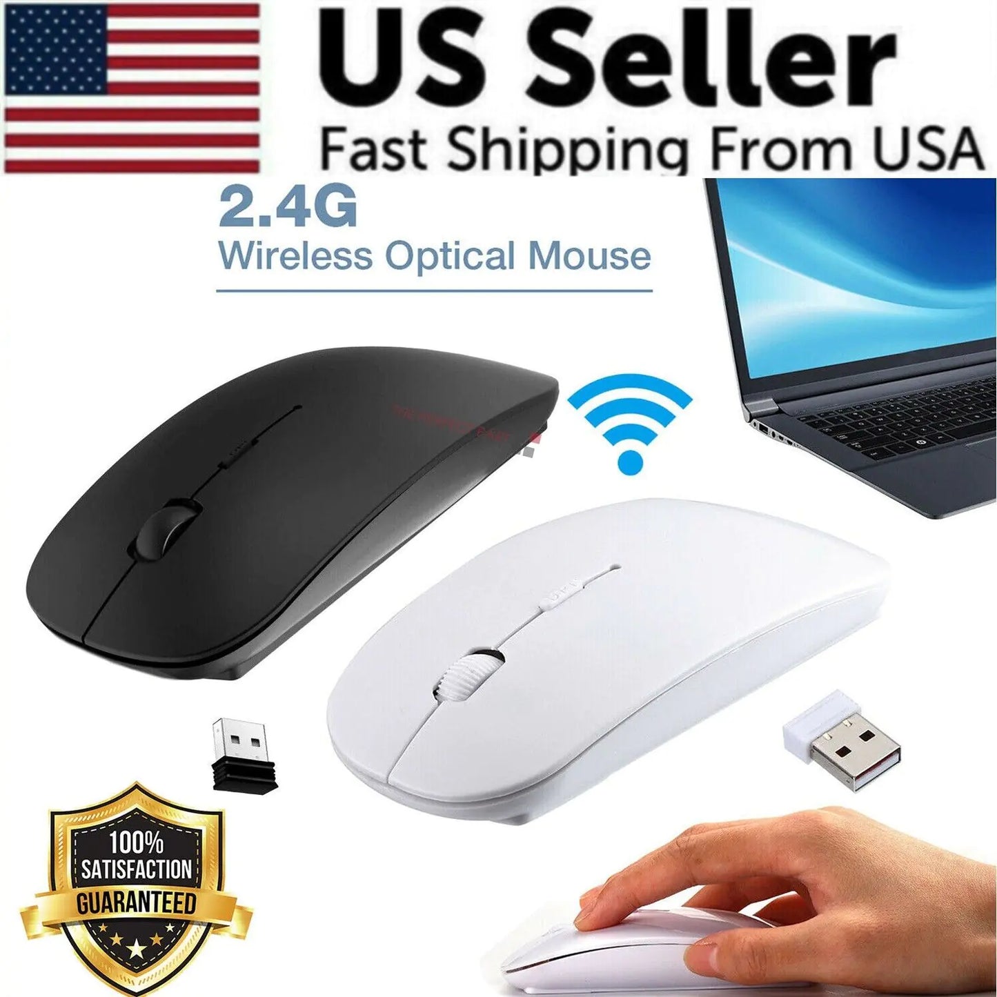 Wireless Optical USB Mouse 2.4GHz for Mac & PC