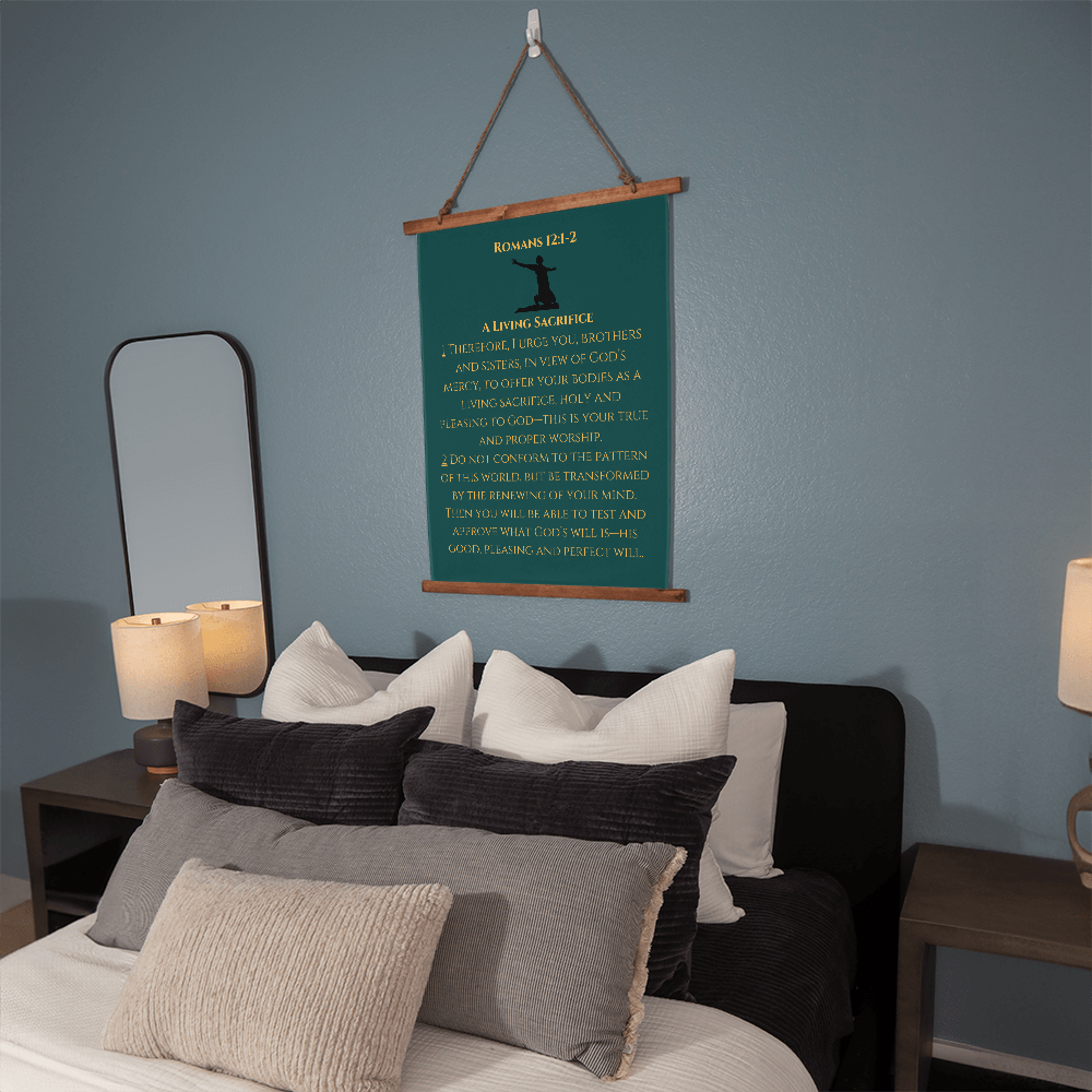Romans 12:1&2 - Wood Framed Wall Tapestry - A Living Sacrifice