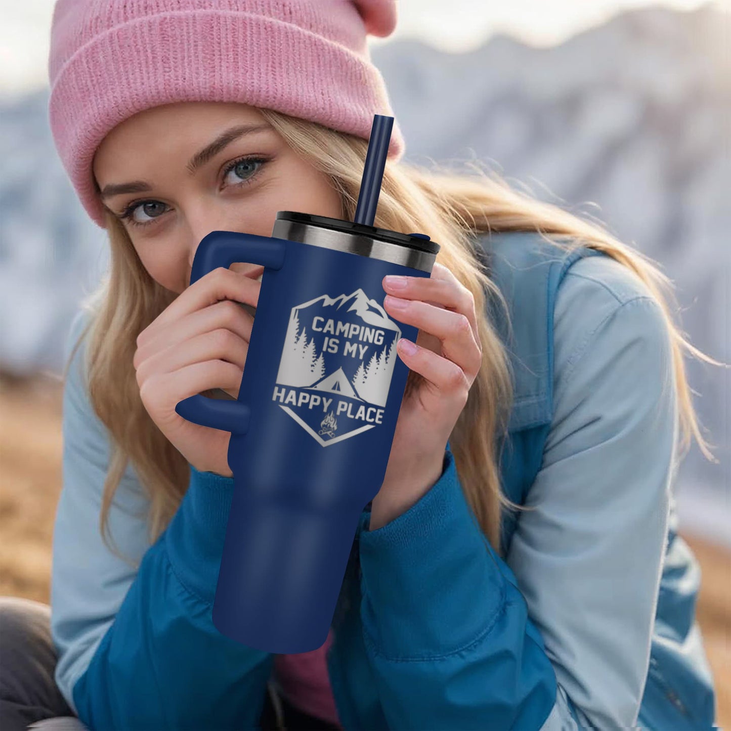 Happy Place - Pinnacle 40oz Tumbler - Laser engraved