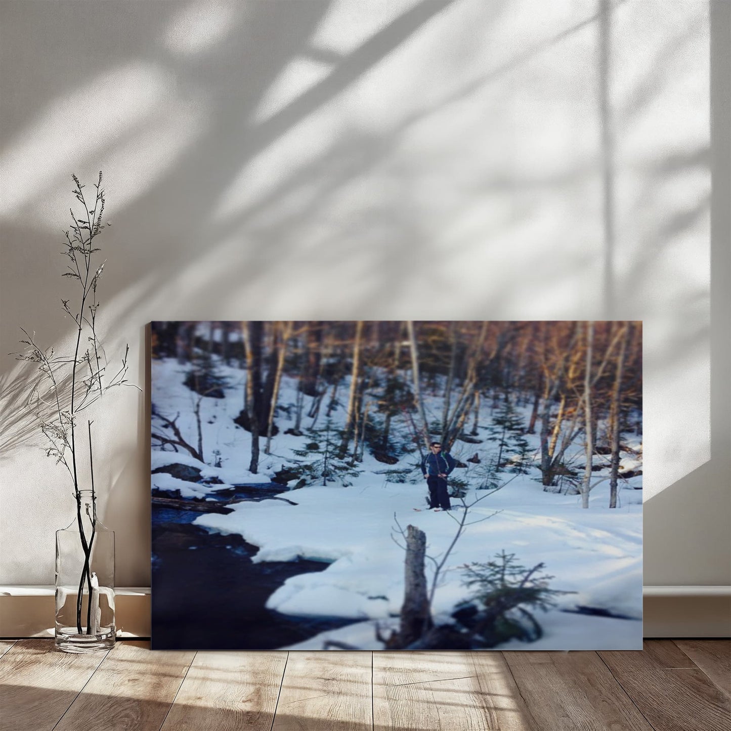 "Frozen Solitude – A Winter Wanderer's Retreat" - Gallery Wrapped Canvas - Hiking w/ Stickers '14