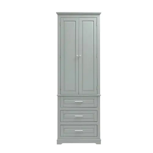 High Storage Cabinet With Three Drawers, Grey