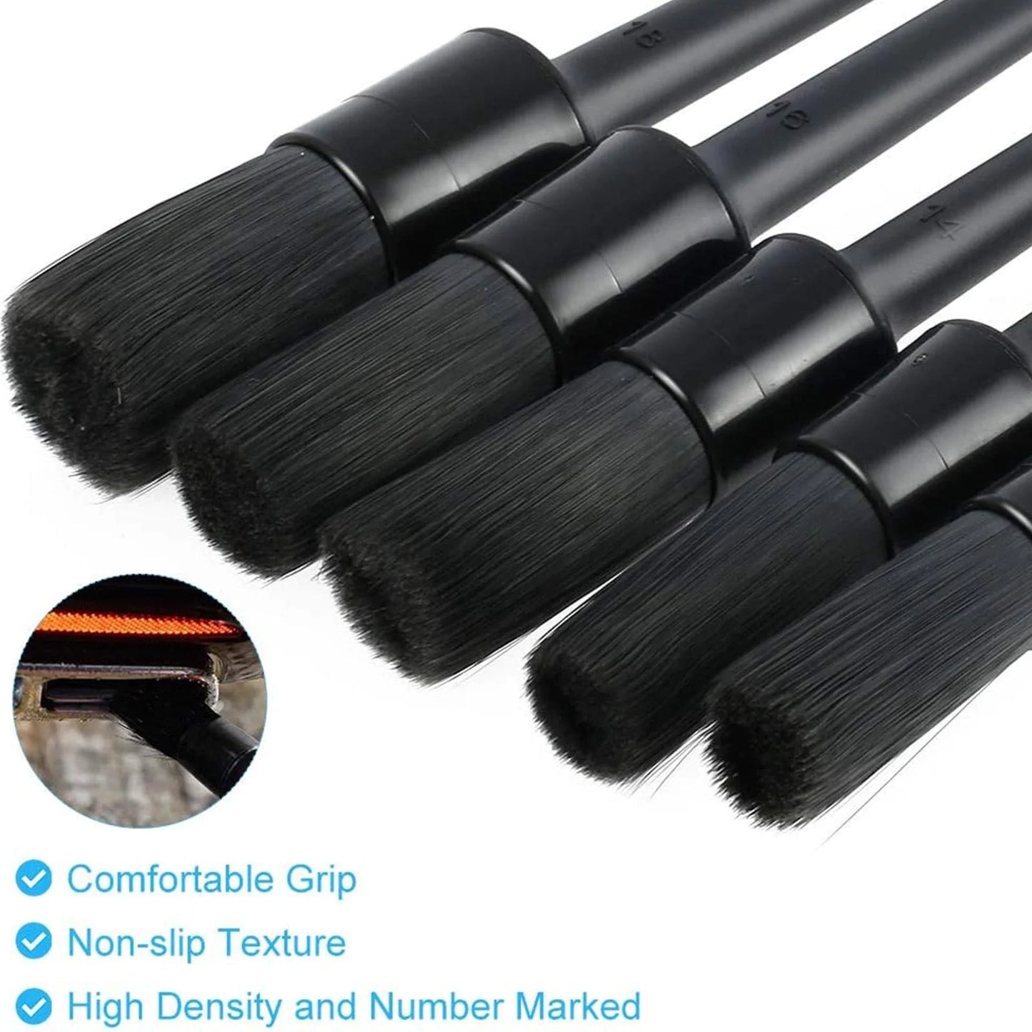 5PC Boar Hair Car Detailing Brush Set