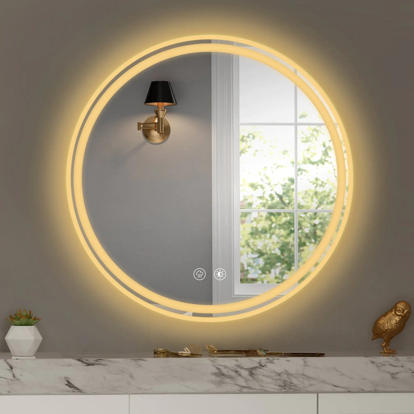 28 Inch Round LED Bathroom Mirror - Wall Mounted