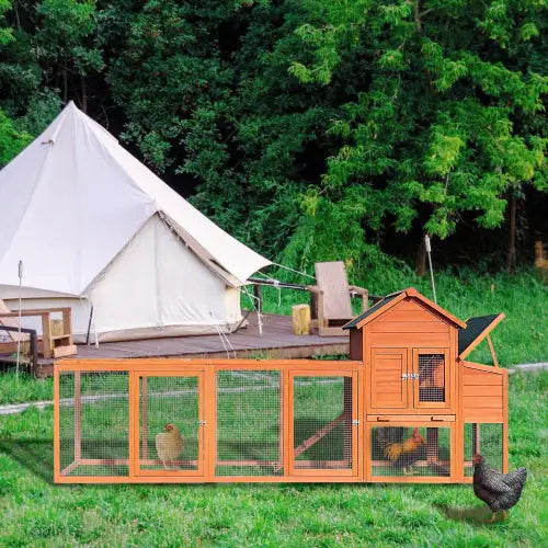 Large Wooden Chicken Coop With Nest Box