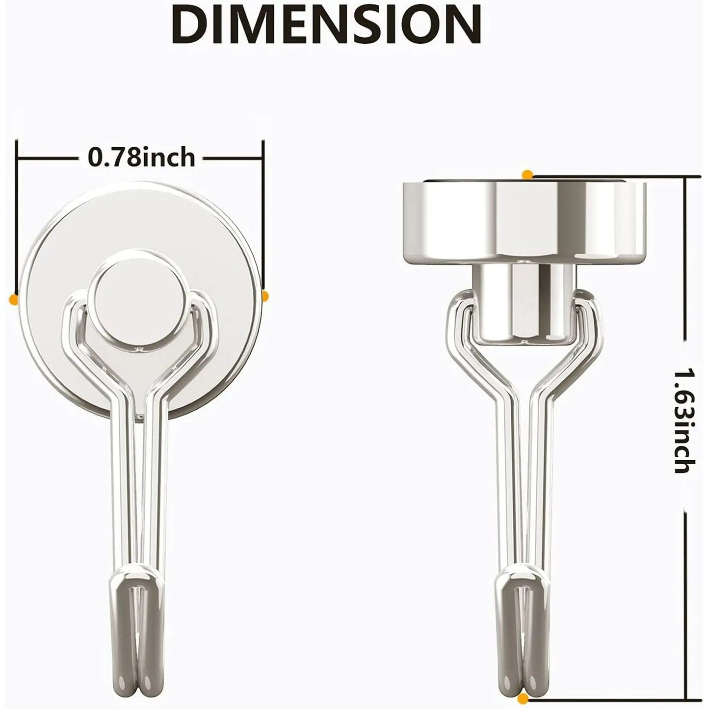 4Pcs 8 Pcs Magnetic Hooks, Heavy Duty 30LBS Neodymium Magnet Hook for Indoor or Outdoor Hanging, Refrigerator, Grill, Kitchen, Laundry, Key Holder - Silver