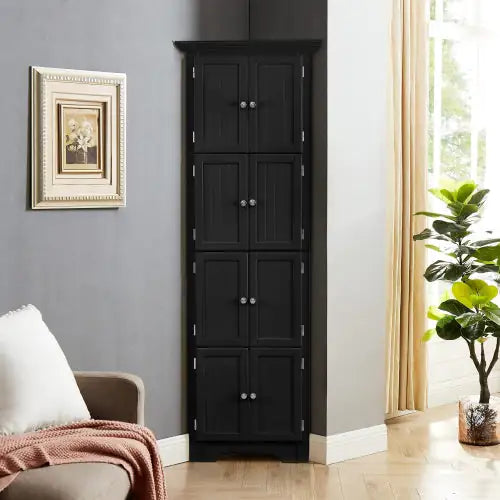 Elegant Multipurpose Storage Cabinet: Modern Black, 4-Tier