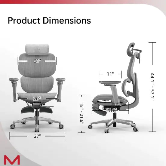High-Back Ergonomic Chair with Adaptive Lumbar Support