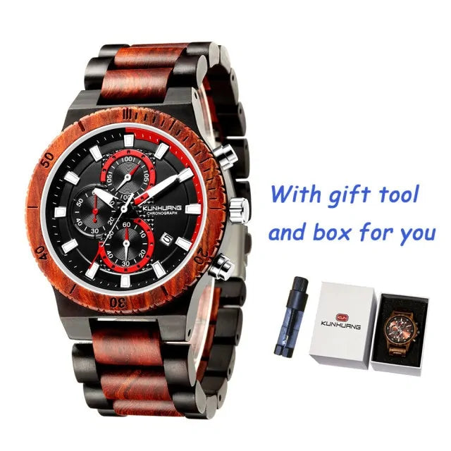 KUNHURNG EcoElegant Wooden Quartz Timepiece