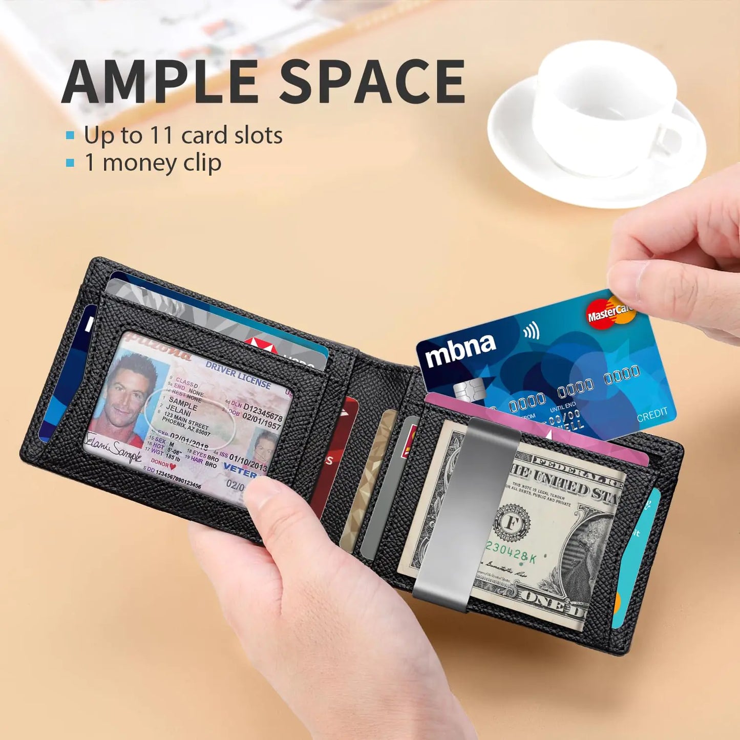 RUNBOX Minimalist Leather Wallet with RFID Block