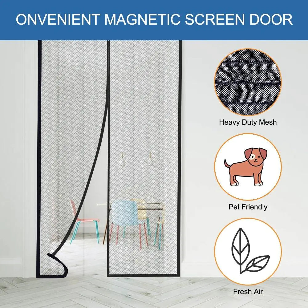 Magnetic Mesh Door Screen - Bug & Mosquito Barrier