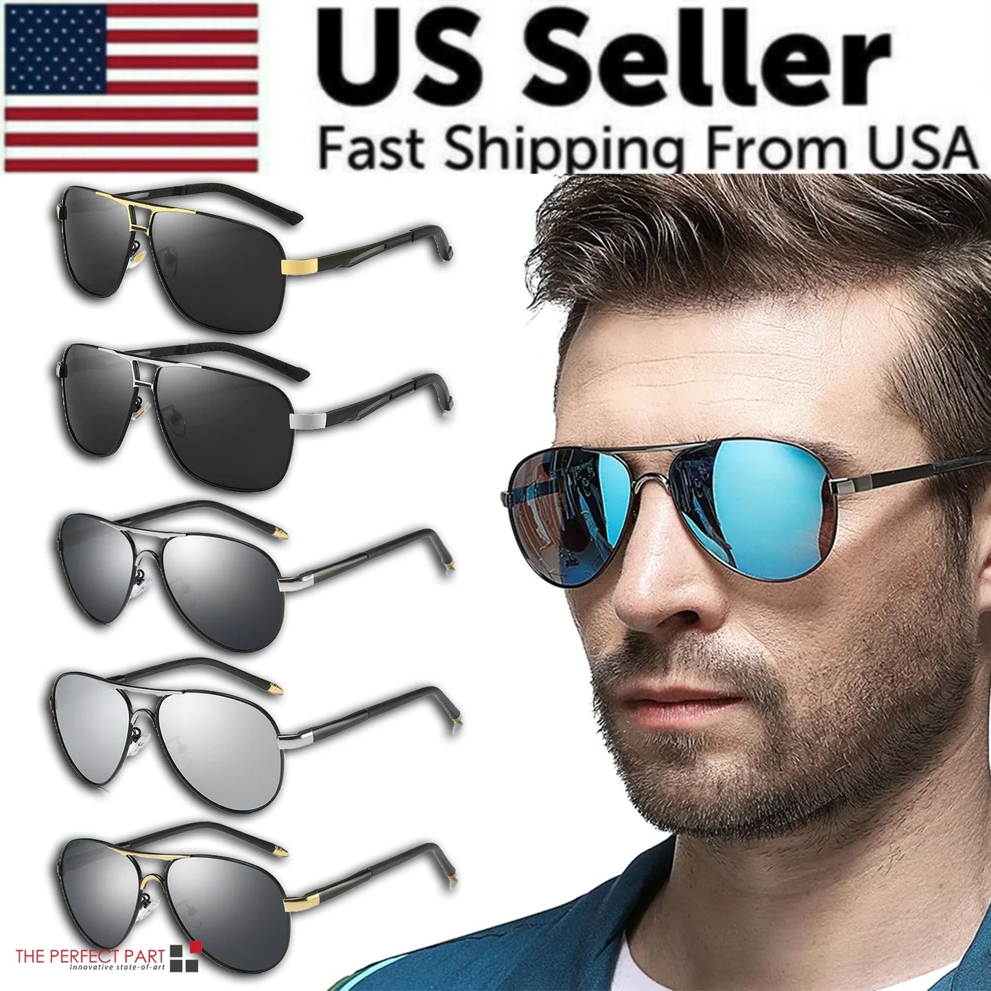 Men's UV400 Polarized Pilot Sunglasses for Outdoor Sports
