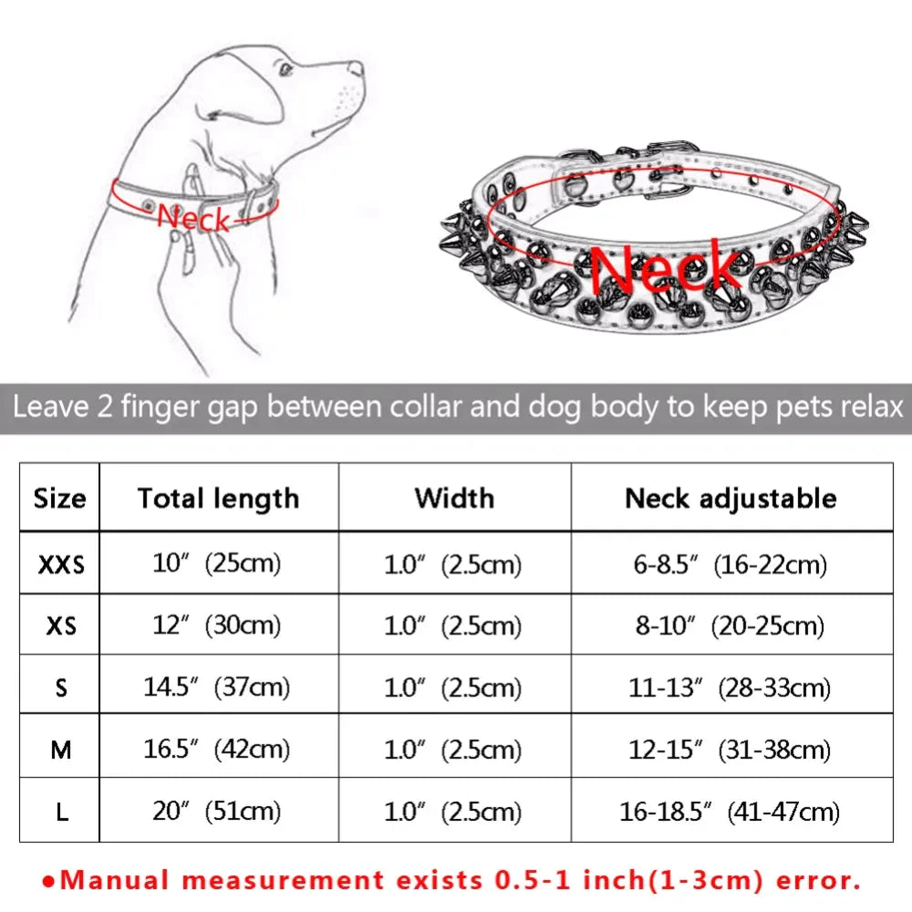 Rugged Leather Spiked Collar for Dogs and Cats