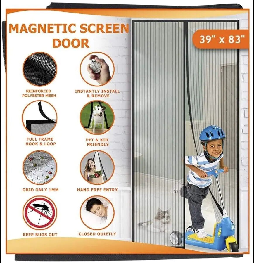Magnetic Mesh Door Screen - Bug & Mosquito Barrier