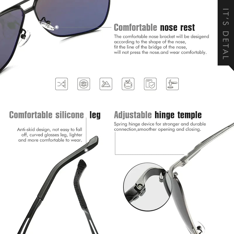 Men's UV400 Polarized Pilot Sunglasses for Outdoor Sports
