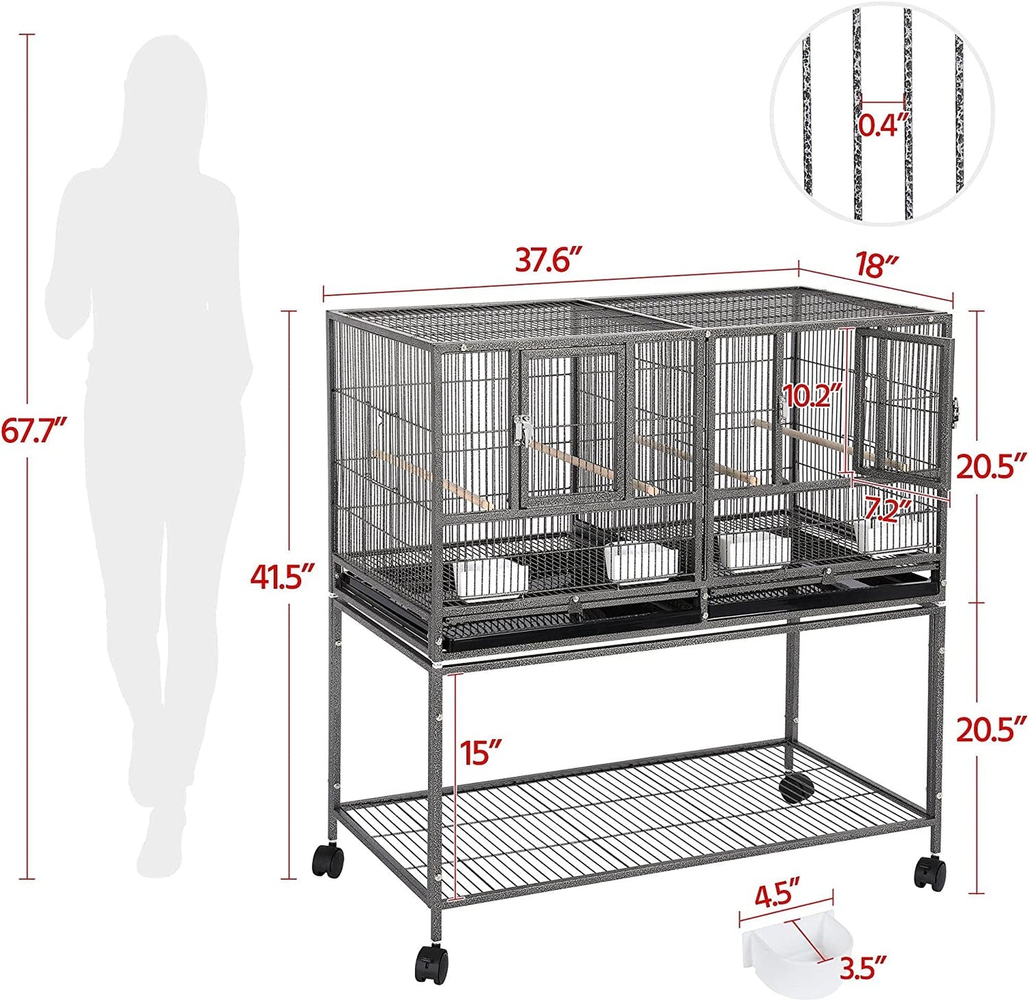 41.5" Stackable Divided Breeder for Bird