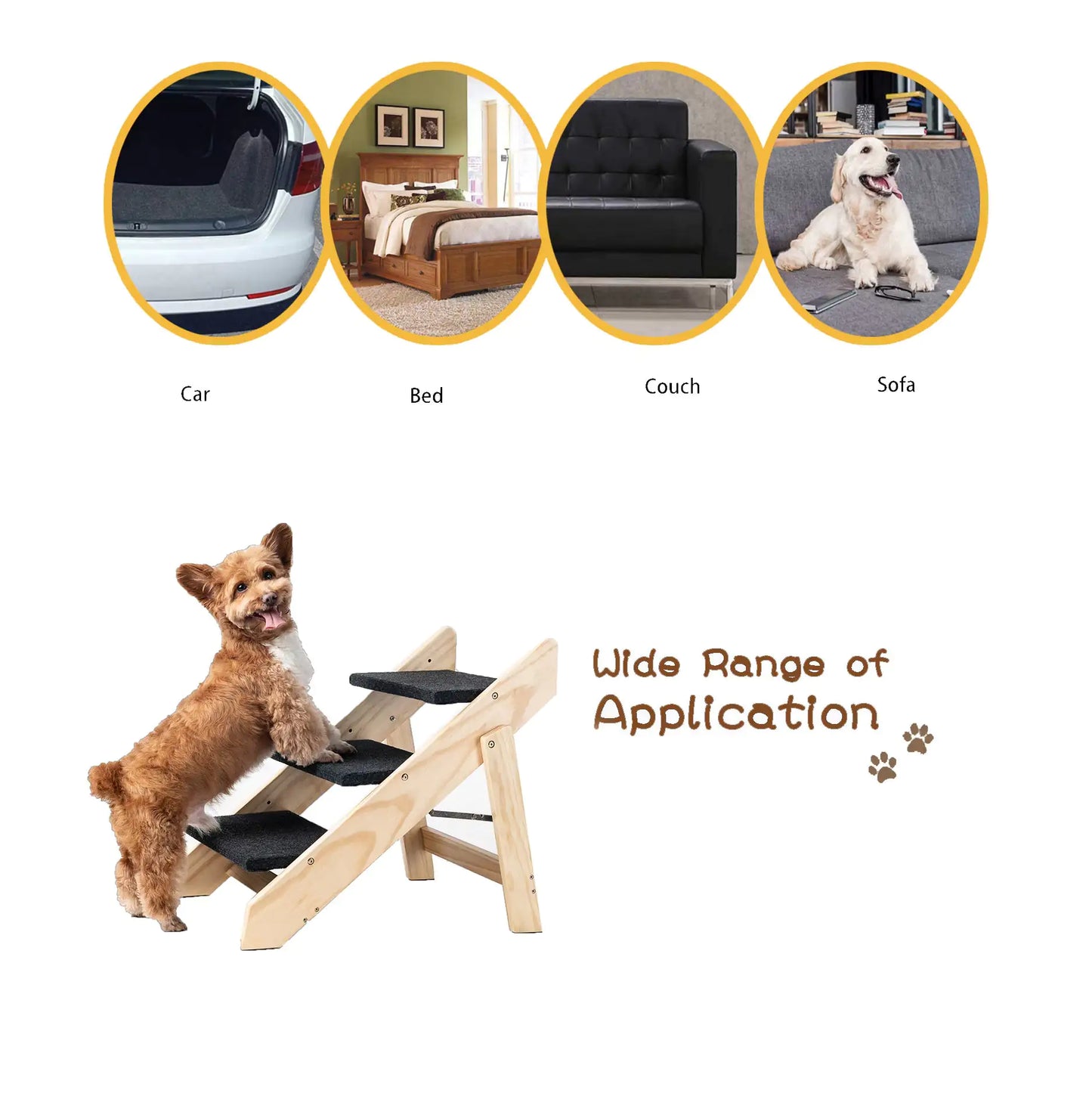 3-Tier Wood Pet Steps and Ramp