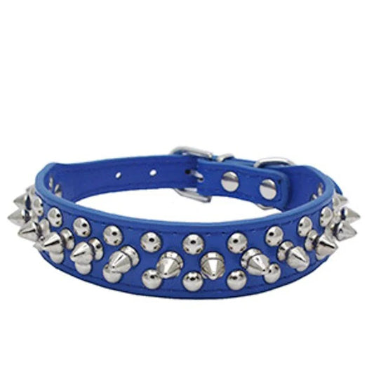 Rugged Leather Spiked Collar for Dogs and Cats