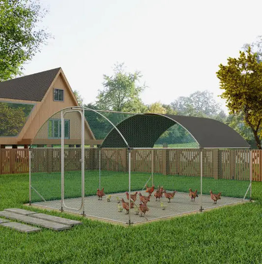 Spacious Metal Chicken Habitat with Weatherproof Cover