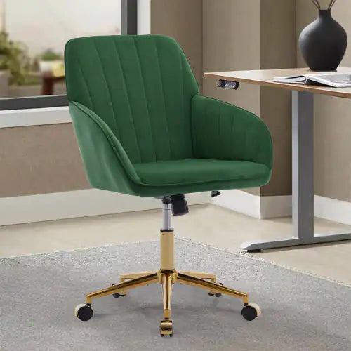 Ergonomic Velvet Swivel Chair with Lumbar Support