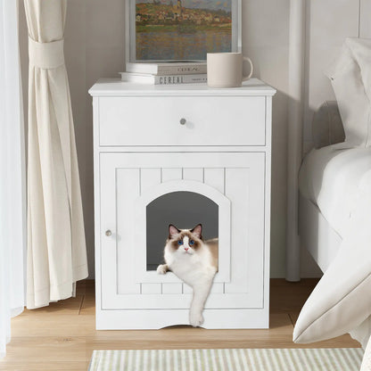 Wooden Pet House Litter Box With Drawers