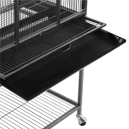 53.7'' H Rolling Bird Cage W/ Stand for Conures Parakeets Cockatiels,Black