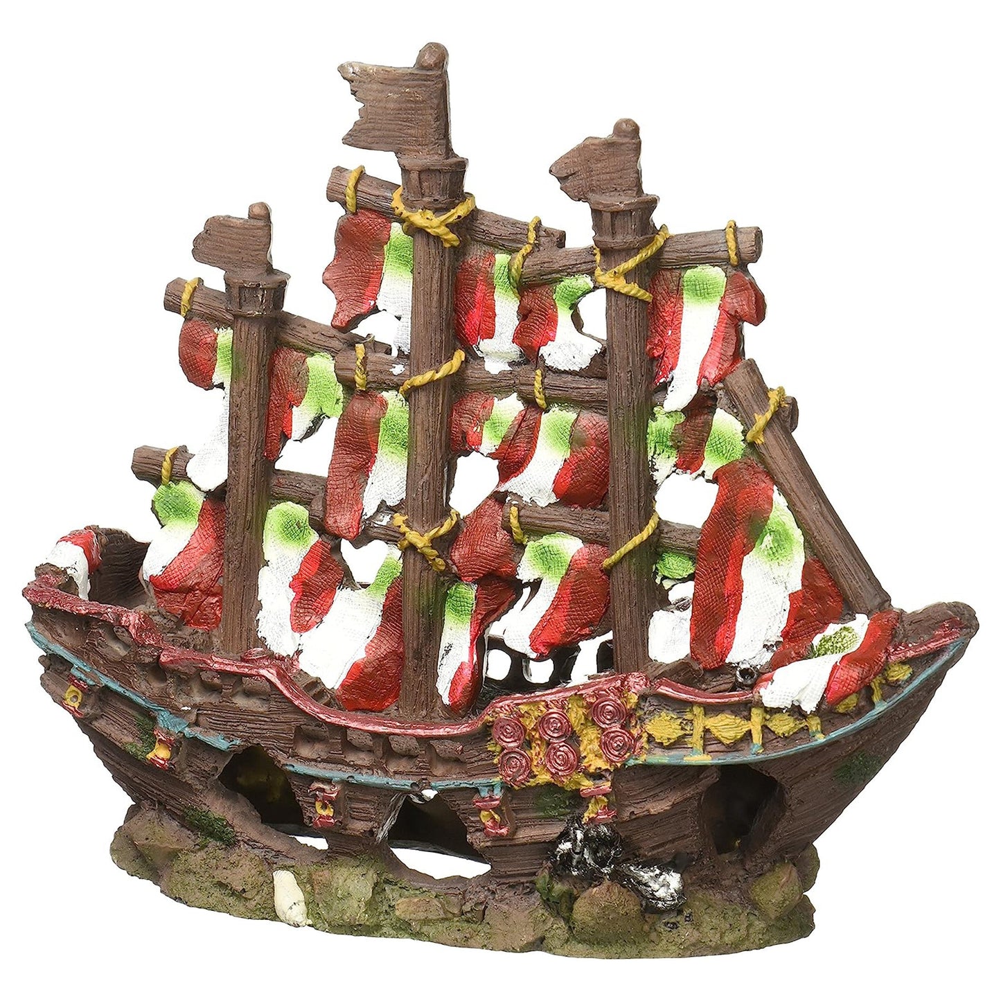 Deco-Replicas Striped Pirate Ship Aquarium Ornament