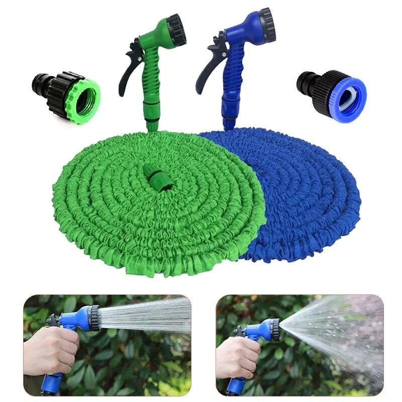FlexiStretch Garden Hose with Spray Nozzle - 25 to 100FT