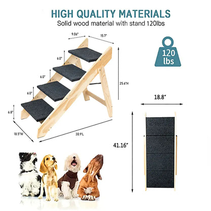 3-Tier Wood Pet Steps and Ramp
