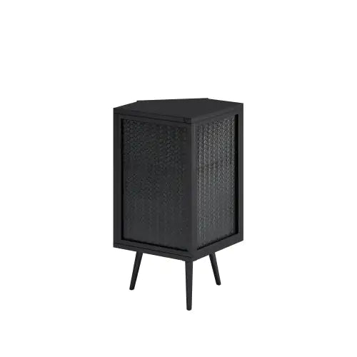 Floor Conical Cabinet With Tempered Glass Door And Storage Shelves