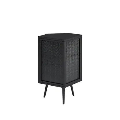 Floor Conical Cabinet With Tempered Glass Door And Storage Shelves
