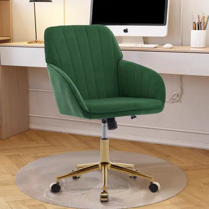 Ergonomic Velvet Swivel Chair with Lumbar Support