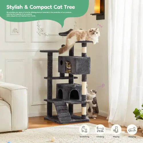 Cozy Cat Climber: Plush Multi-Level 54" Kitty Tower