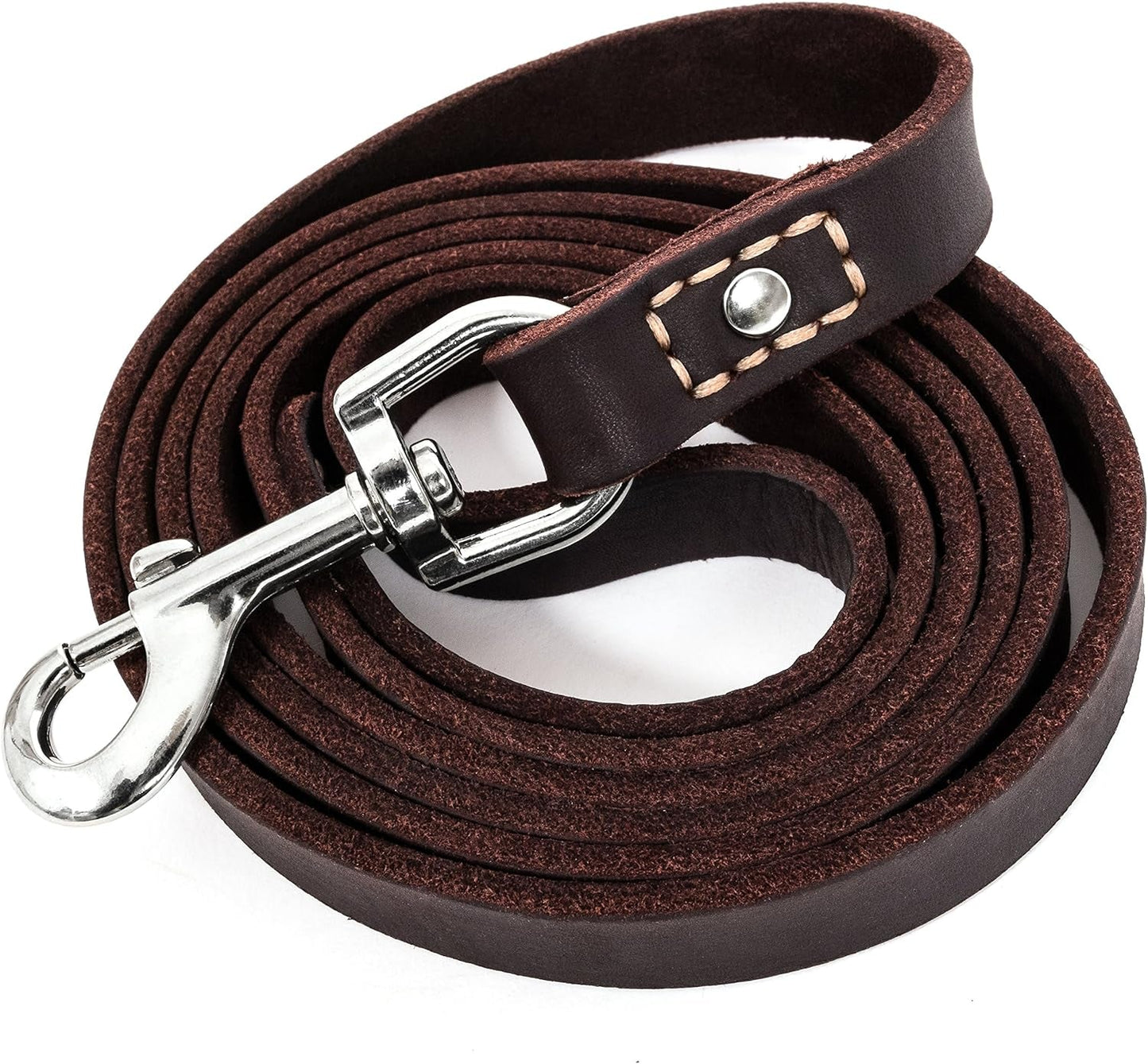Leather Dog Training Leash - Brown 6 Foot