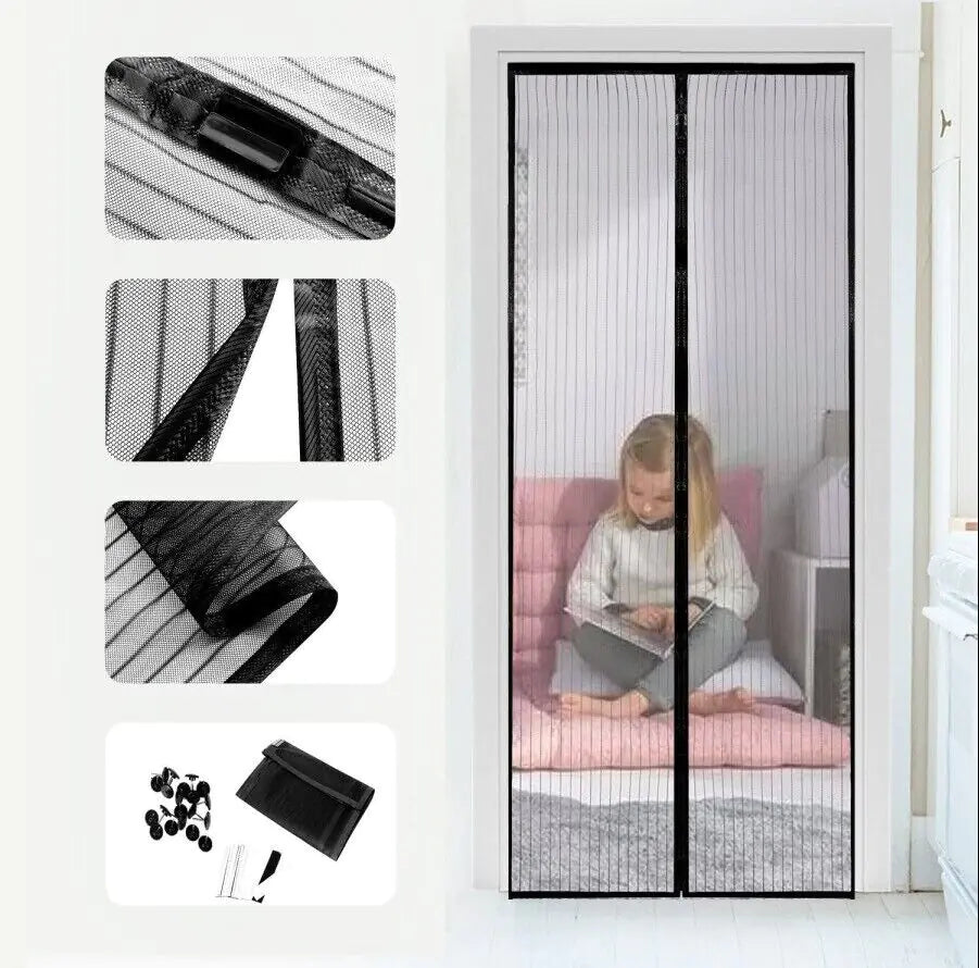 Magnetic Mesh Door Screen - Bug & Mosquito Barrier